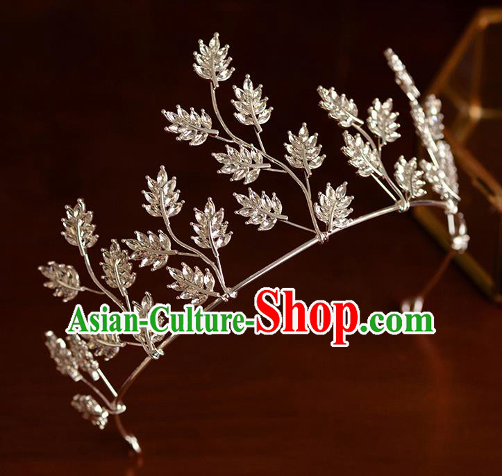 Handmade Wedding Hair Accessories Baroque Bride Leaf Royal Crown for Women