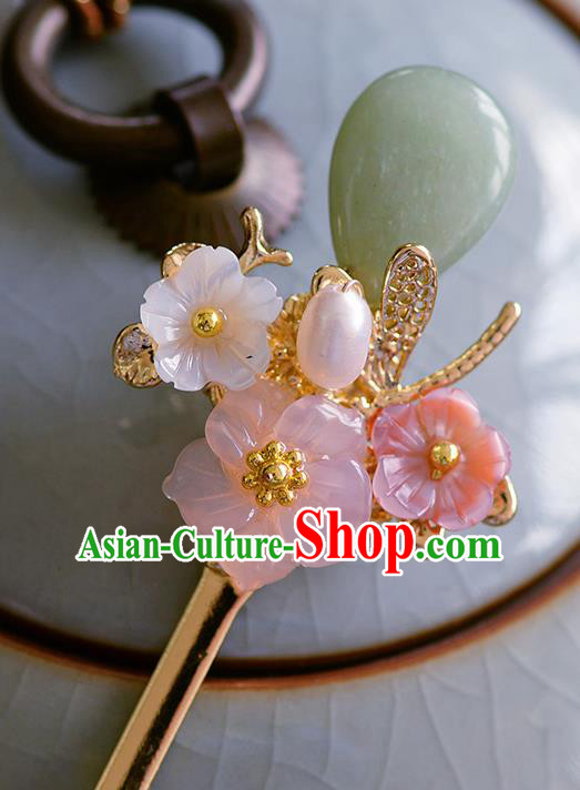 Traditional Chinese Ancient Palace Jade Pearl Hairpins Handmade Wedding Hair Accessories for Women