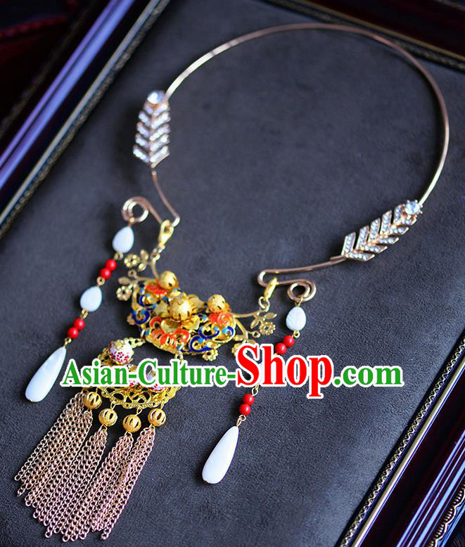 Traditional Chinese Ancient Palace Tassel Necklace Handmade Wedding Jewelry Accessories for Women