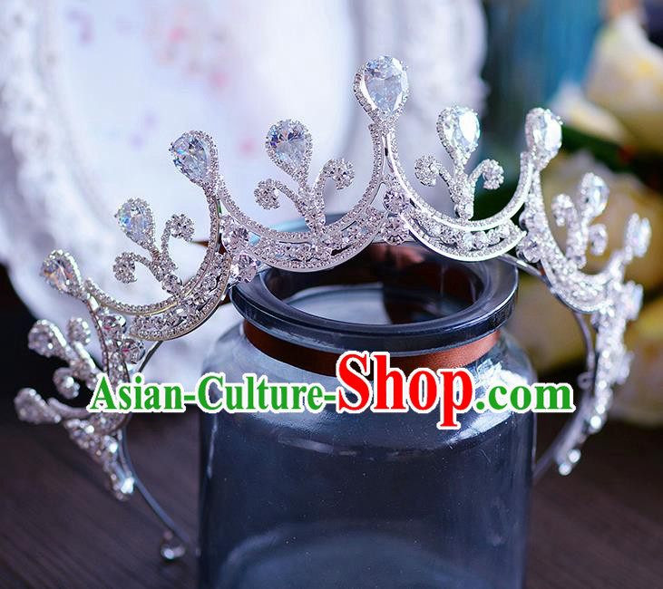 Handmade European Wedding Hair Accessories Baroque Queen Crystal Royal Crown for Women