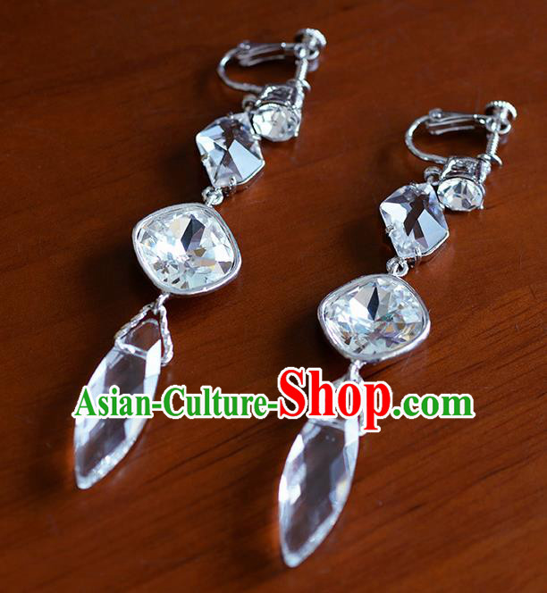 Traditional Chinese Ancient Palace Crystal Earrings Handmade Wedding Ear Accessories for Women