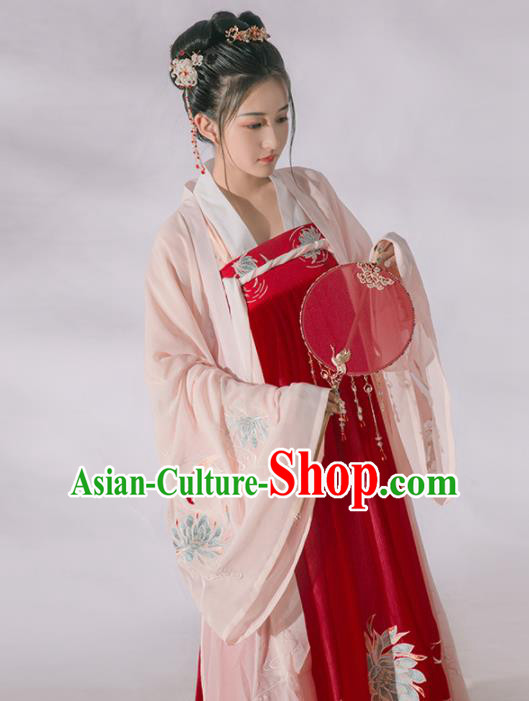 Chinese Tang Dynasty Princess Historical Costume Traditional Ancient Court Dance Red Hanfu Dress for Women