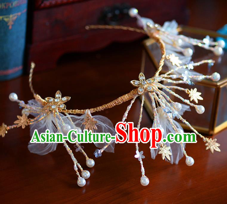 Handmade Baroque Bride Silk Flowers Royal Crown European Queen Wedding Hair Accessories for Women