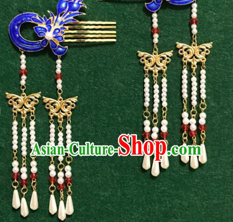 Traditional Chinese Ancient Palace Cloisonne Hair Clip Hairpins Handmade Wedding Hair Accessories for Women