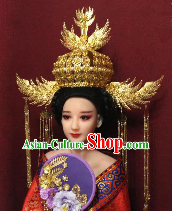 Traditional Chinese Ancient Hanfu Luxury Phoenix Coronet Bride Hairpins Handmade Wedding Hair Accessories for Women
