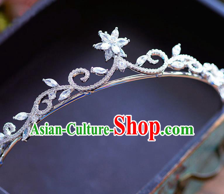 Handmade Baroque Bride Zircon Royal Crown European Queen Wedding Hair Accessories for Women