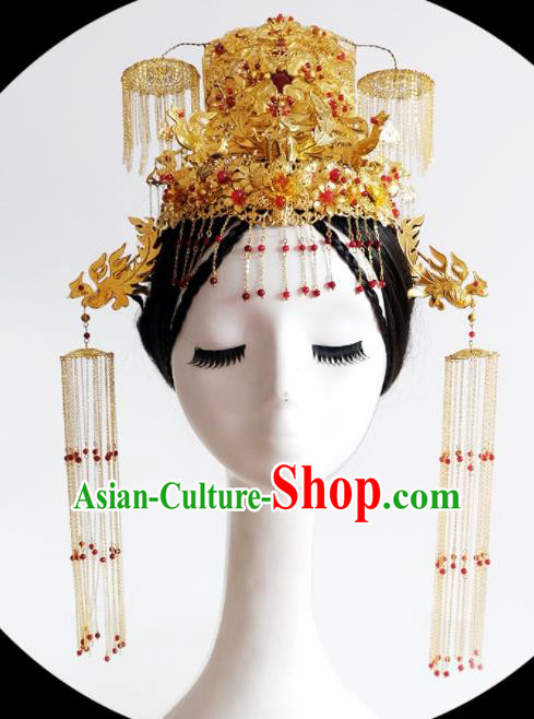 Traditional Chinese Ancient Queen Phoenix Coronet Hairpins Handmade Wedding Hair Accessories for Women