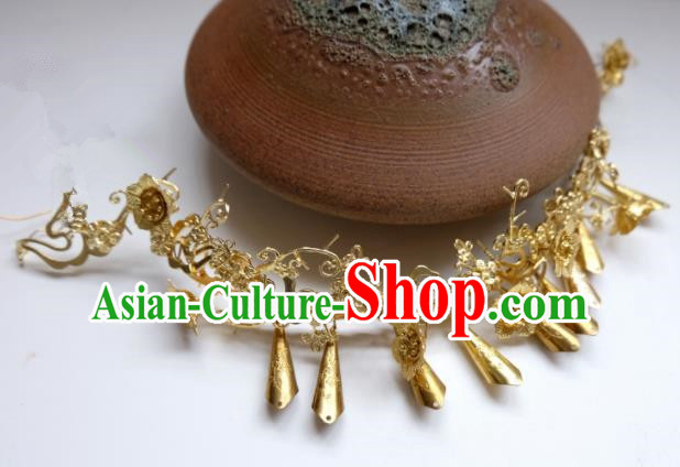Traditional Chinese Ancient Princess Golden Hair Clasp Hairpins Handmade Hanfu Hair Accessories for Women