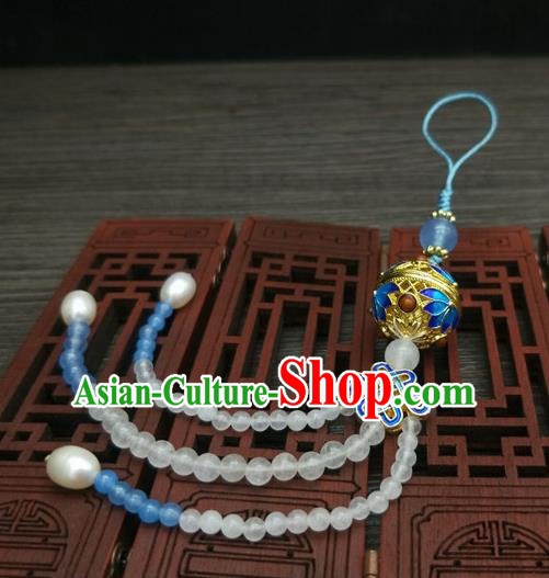 Traditional Chinese Ancient Cloisonne Sachet Brooch Handmade Hanfu Palace Breastpin Tassel Pendant for Women