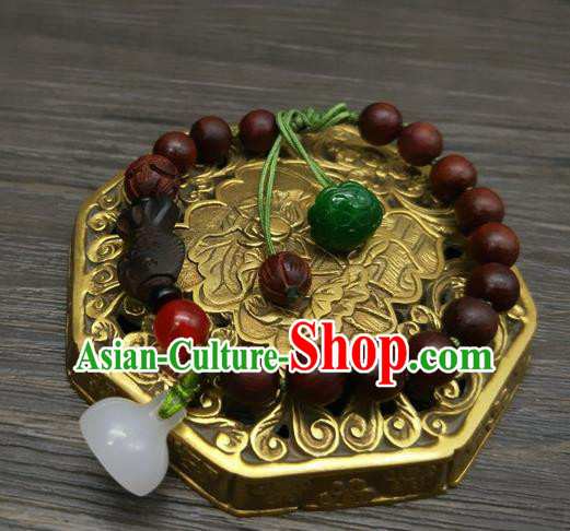 Traditional Chinese Ancient Prince Rosewood Bracelet Handmade Hanfu Accessories for Men