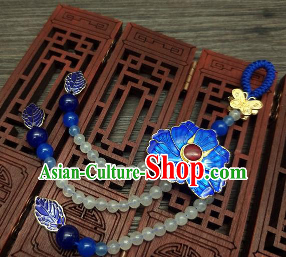 Traditional Chinese Ancient Palace Cloisonne Lotus Brooch Handmade Hanfu Tassel Breastpin Pendant for Women