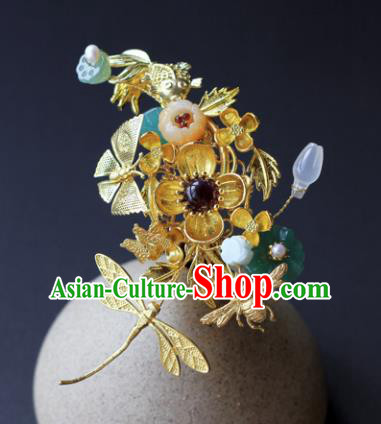 Traditional Chinese Ancient Golden Hair Claws Hairpins Handmade Hanfu Hair Accessories for Women
