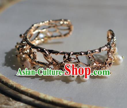 Traditional Chinese Ancient Princess Golden Bracelet Handmade Hanfu Accessories for Women