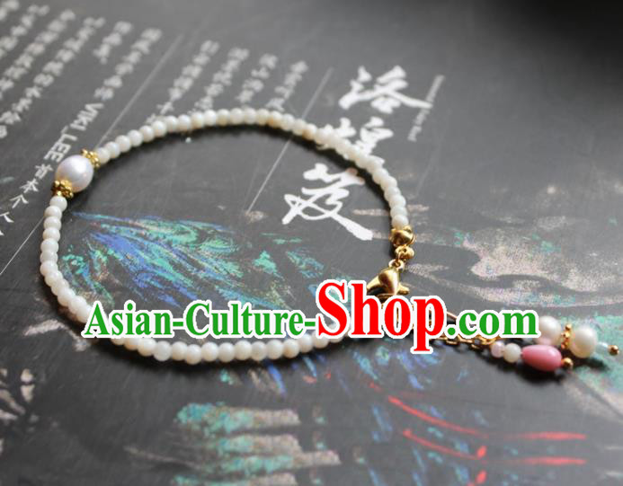 Handmade Chinese Ancient Pearls Bracelet Traditional Hanfu Wedding Jewelry Accessories for Women