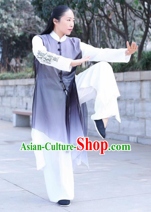 Traditional Chinese Martial Arts Navy Costume Professional Tai Chi Competition Kung Fu Uniform for Women