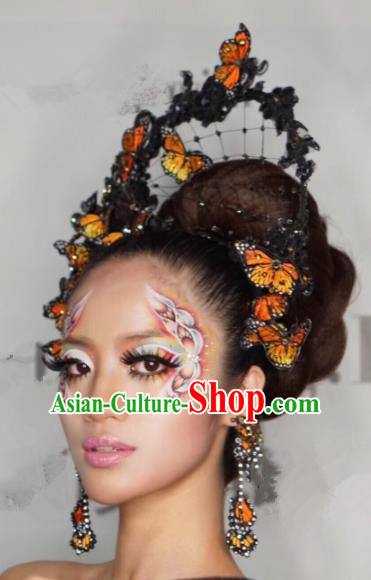 Top Grade Halloween Hair Accessories Handmade Fancy Ball Butterfly Hat Headwear for Women