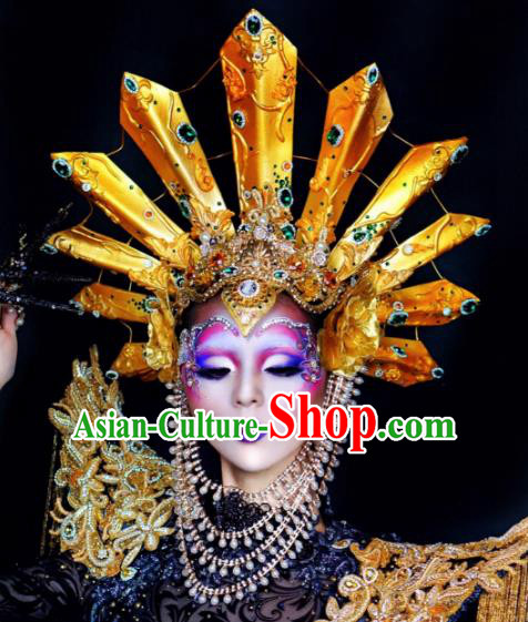 Top Grade Halloween Hair Accessories Handmade Fancy Ball Golden Headwear for Women