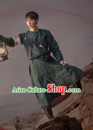 Chinese Traditional Tang Dynasty Historical Costume Ancient Swordsman Imperial Bodyguard Embroidered Robe for Men