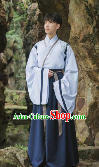 Chinese Traditional Jin Dynasty Historical Costume Ancient Swordsman Embroidered Clothing for Men