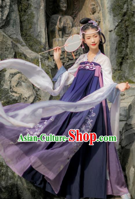 Chinese Traditional Embroidered Hanfu Dress Tang Dynasty Palace Princess Historical Costume for Women