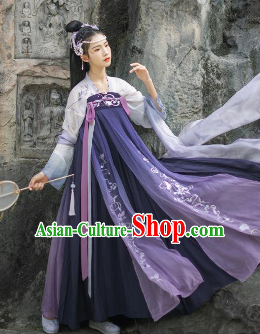Chinese Traditional Embroidered Hanfu Dress Tang Dynasty Palace Princess Historical Costume for Women