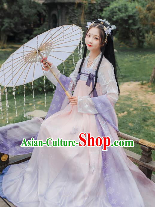 Chinese Traditional Ancient Peri Hanfu Dress Tang Dynasty Court Princess Historical Costume for Women