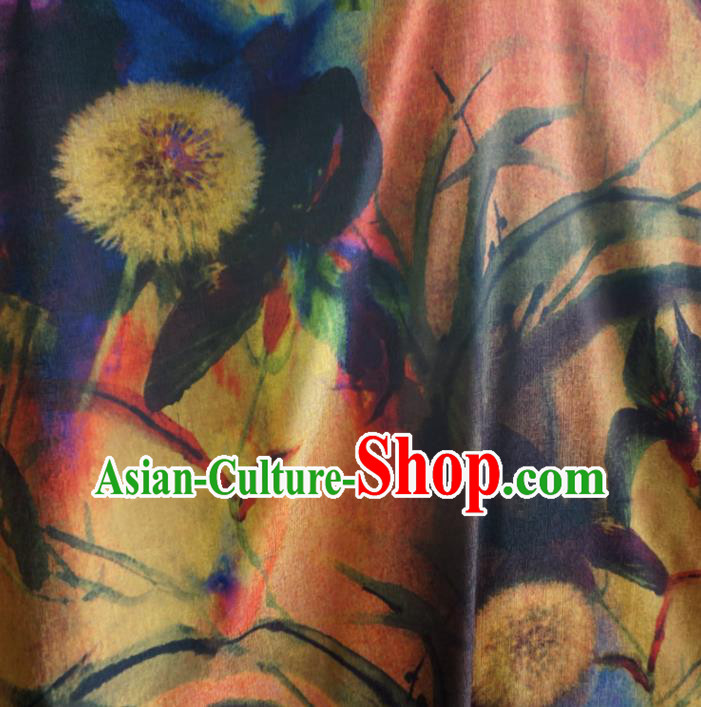 Asian Chinese Traditional Dandelion Pattern Watered Gauze Cheongsam Silk Fabric Chinese Fabric Material