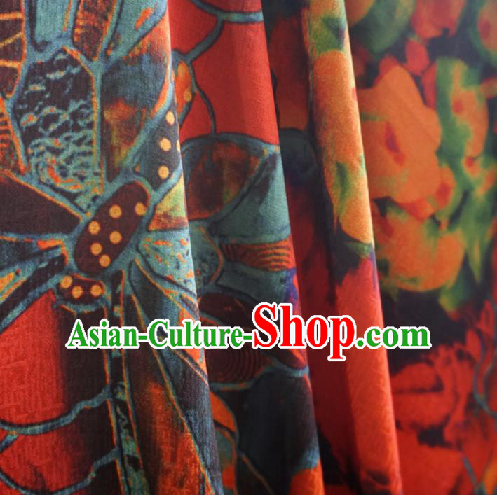Asian Chinese Traditional Pattern Red Watered Gauze Cheongsam Silk Fabric Chinese Fabric Material