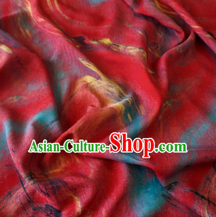 Asian Chinese Traditional Wave Pattern Red Watered Gauze Cheongsam Silk Fabric Chinese Fabric Material