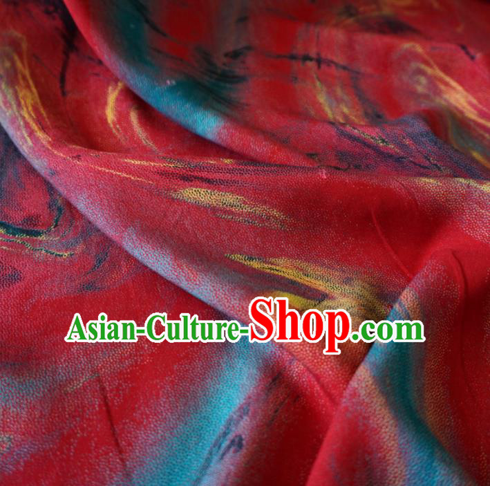 Asian Chinese Traditional Wave Pattern Red Watered Gauze Cheongsam Silk Fabric Chinese Fabric Material
