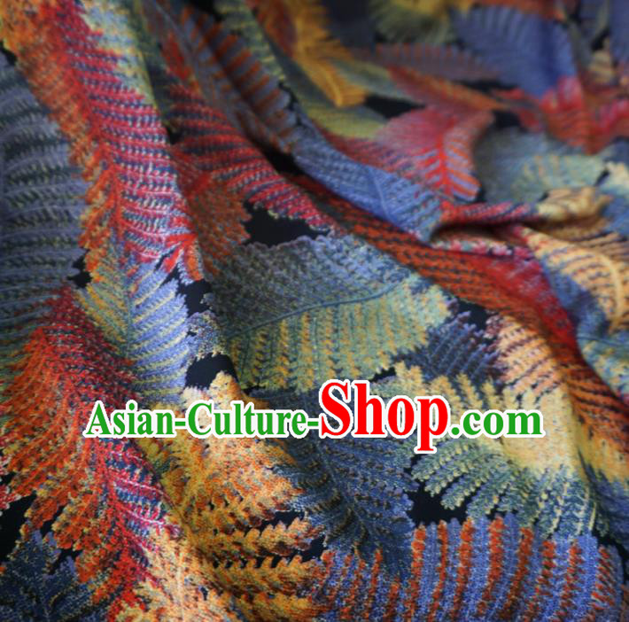Asian Chinese Traditional Royal Leaf Pattern Watered Gauze Cheongsam Silk Fabric Chinese Fabric Material