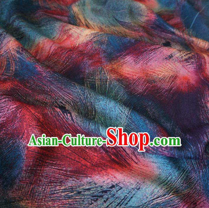 Asian Chinese Traditional Feather Pattern Watered Gauze Cheongsam Silk Fabric Chinese Fabric Material