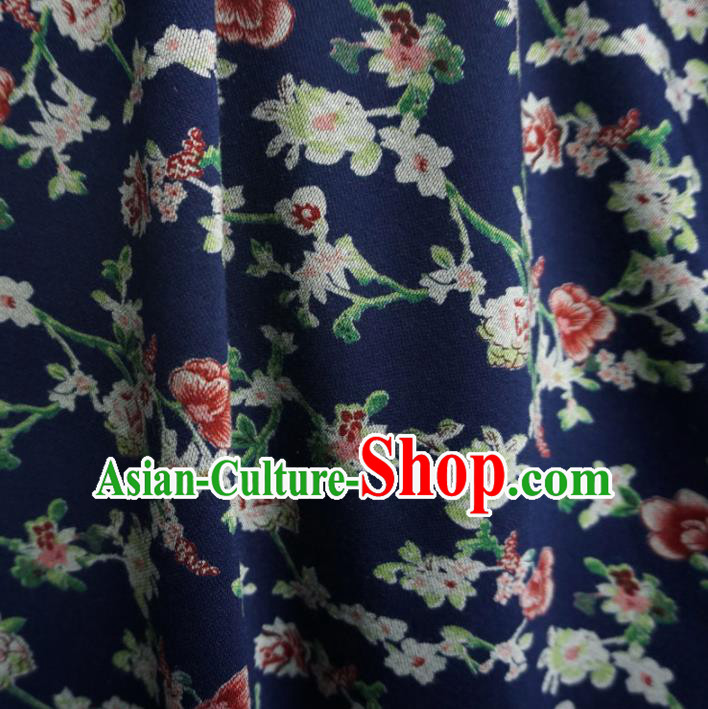 Asian Chinese Traditional Flowers Pattern Design Blue Watered Gauze Cheongsam Silk Fabric Chinese Fabric Material
