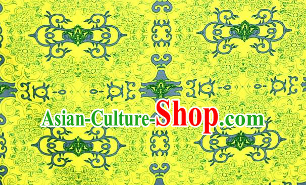 Asian Chinese Traditional Palace Pattern Yellow Brocade Cheongsam Silk Fabric Chinese Satin Fabric Material