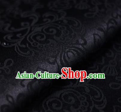 Asian Chinese Traditional Twine Grass Pattern Black Brocade Cheongsam Silk Fabric Chinese Satin Fabric Material