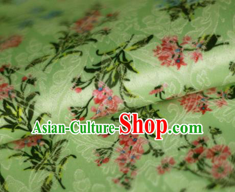 Asian Chinese Classical Orchid Pattern Green Brocade Cheongsam Silk Fabric Chinese Traditional Satin Fabric Material