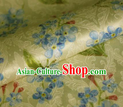 Asian Chinese Classical Little Flowers Pattern Yellow Brocade Cheongsam Silk Fabric Chinese Traditional Satin Fabric Material