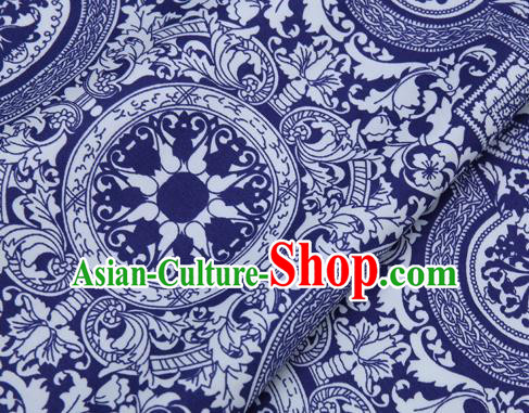 Chinese Classical Pattern Blue Brocade Cheongsam Silk Fabric Chinese Traditional Satin Fabric Material