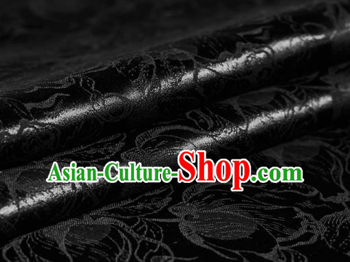 Chinese Classical Tulip Pattern Black Brocade Cheongsam Silk Fabric Chinese Traditional Satin Fabric Material