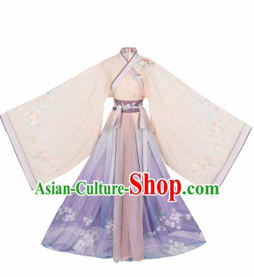 Chinese Traditional Ancient Imperial Concubine Embroidered Hanfu Dress Jin Dynasty Court Lady Historical Costume for Women