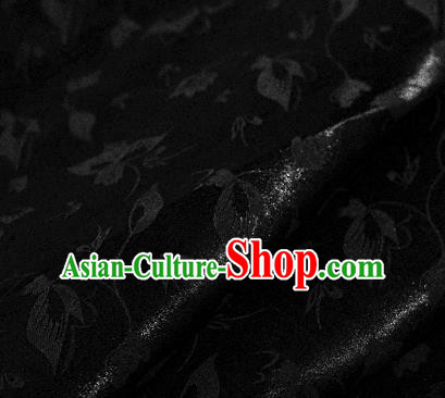 Chinese Classical Acanthus Pattern Black Brocade Cheongsam Silk Fabric Chinese Traditional Satin Fabric Material