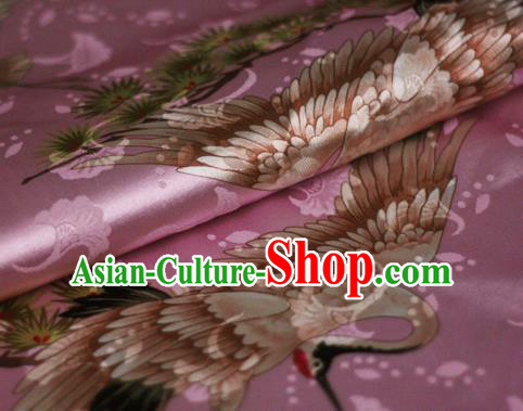 Chinese Classical Cranes Pattern Design Pink Brocade Cheongsam Silk Fabric Chinese Traditional Satin Fabric Material
