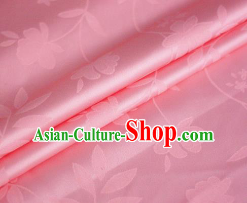Chinese Pink Brocade Classical Flowers Pattern Design Satin Cheongsam Silk Fabric Chinese Traditional Satin Fabric Material