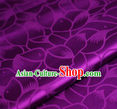 Chinese Classical Petals Pattern Design Purple Brocade Satin Cheongsam Silk Fabric Chinese Traditional Satin Fabric Material