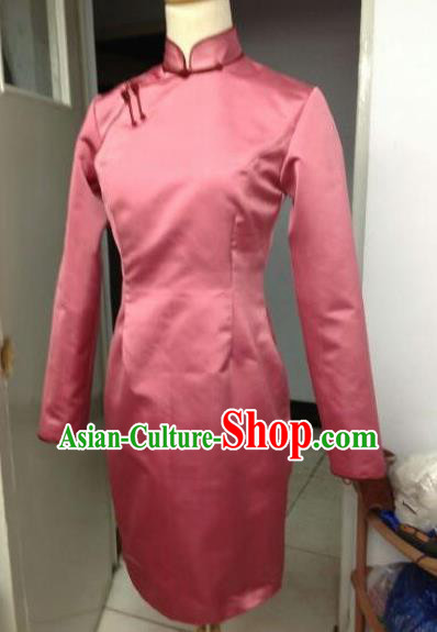 Chinese Traditional Mongolian Ethnic Costume Mongol Nationality Female Pink Dress for Women