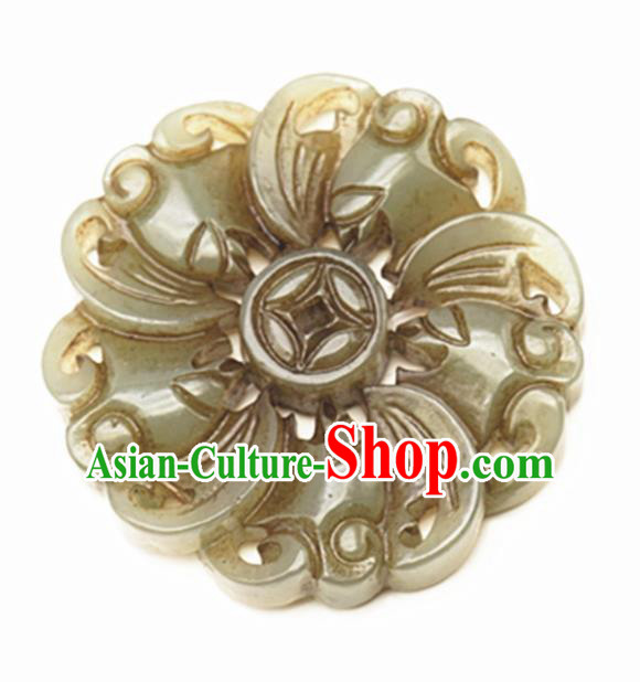 Handmade Chinese Carving Copper Jade Pendant Traditional Jade Craft Jewelry Accessories