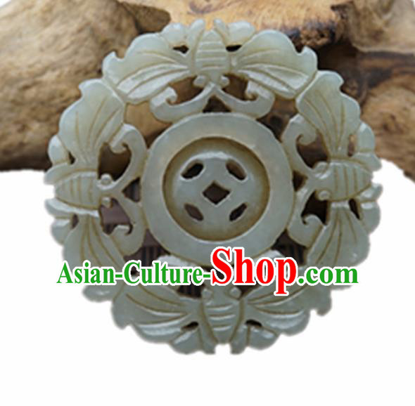 Chinese Handmade Carving Bats Jade Pendant Traditional Jade Craft Jewelry Accessories