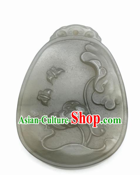 Chinese Handmade Jade Craft Carving Lotus Jade Jewelry Accessories Jade Necklace Pendant