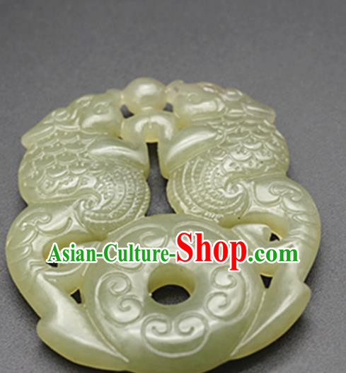 Chinese Handmade Carving Dragons Jade Pendant Traditional Jade Craft Jewelry Accessories