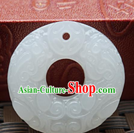Handmade Chinese Ancient White Jade Carving Pi Xiu Pendant Traditional Jade Craft Jewelry Decoration Accessories